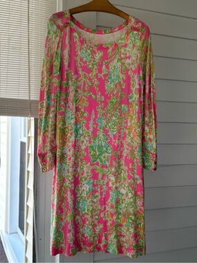 Vintage Lilly Pulitzer Pink Multicolor Floral Midi Dress